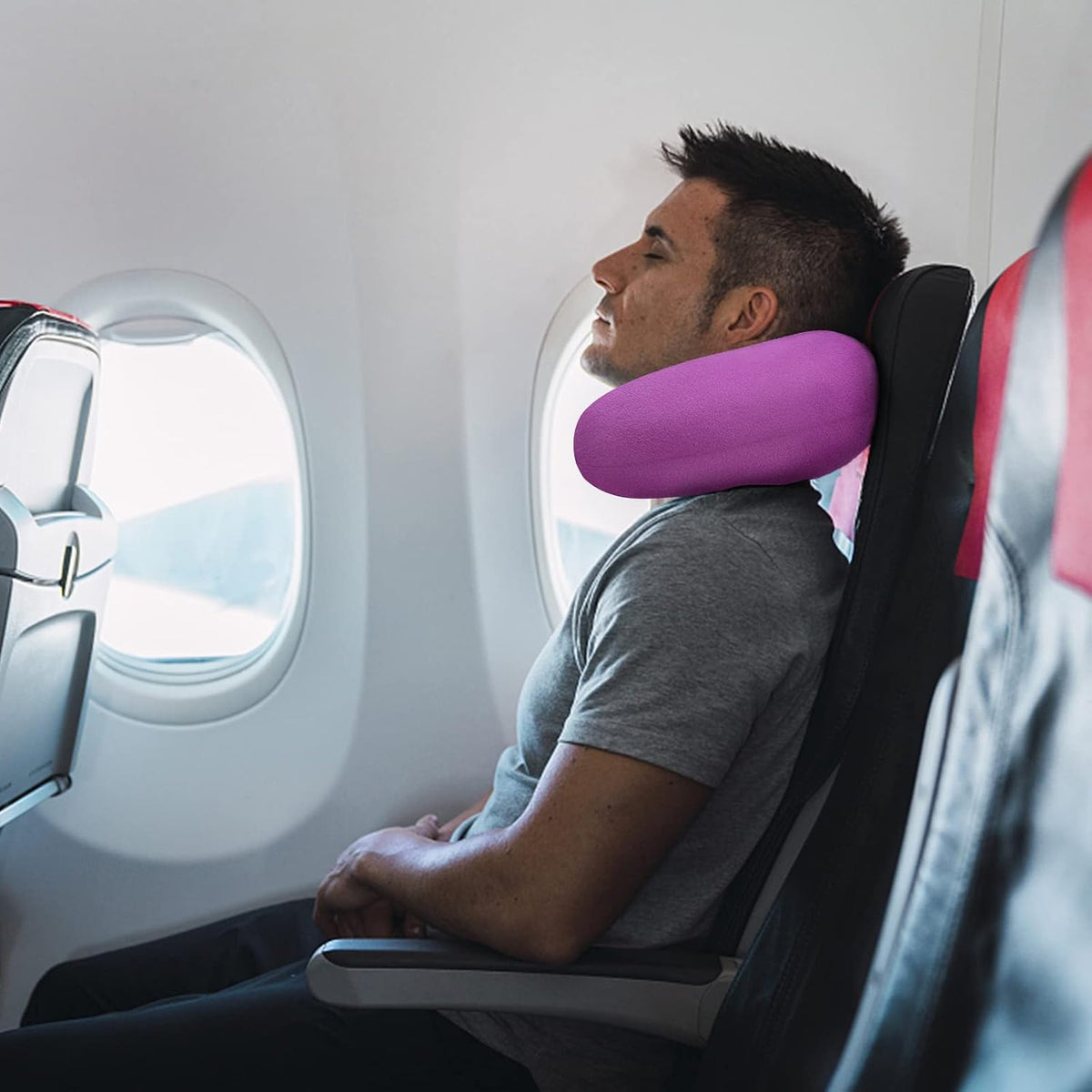 Neck Pillows for Sleeping, Memory Foam Travel Pillow, Pink