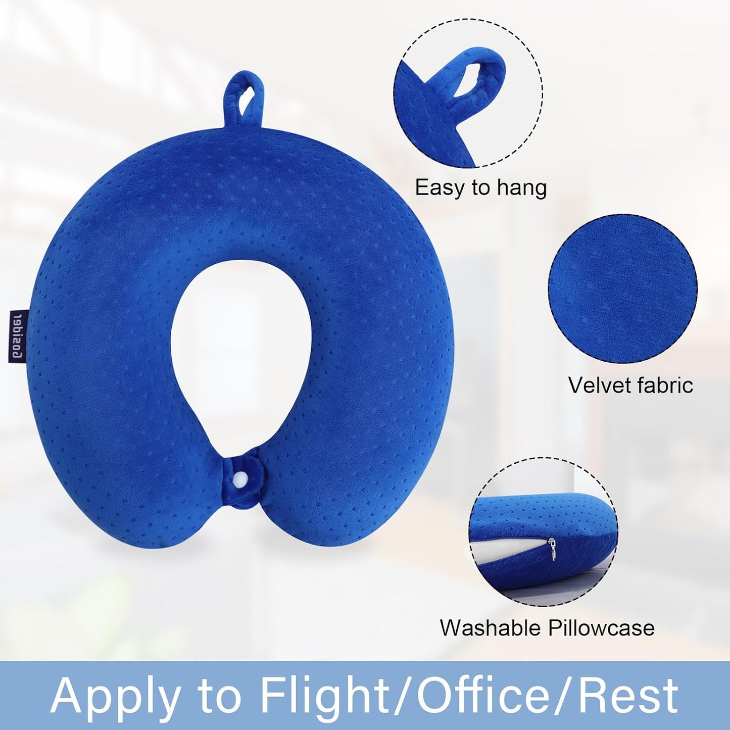 Neck Pillows for Sleeping, Memory Foam Travel Pillow, Pink