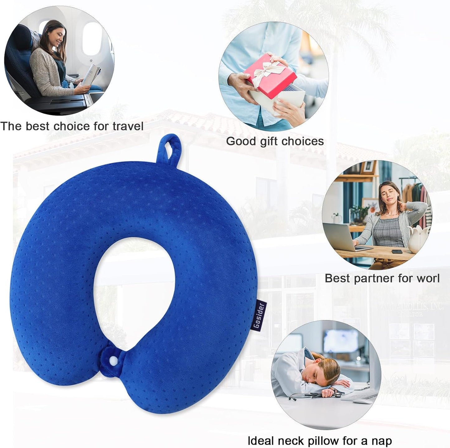 Neck Pillows for Sleeping, Memory Foam Travel Pillow, Pink