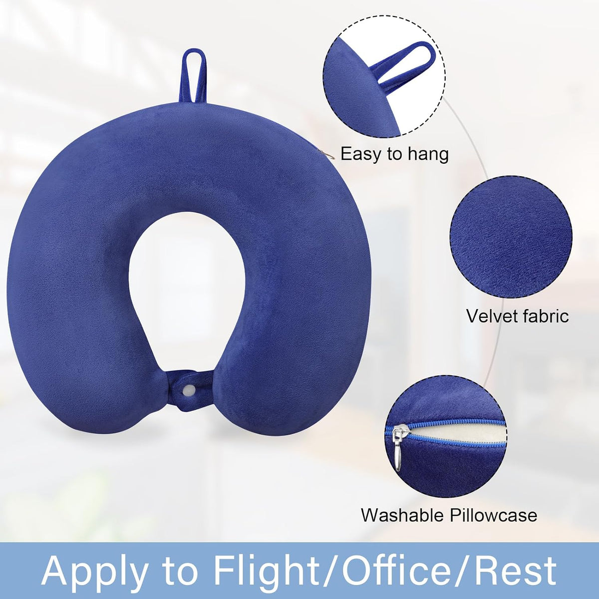 Neck Pillows for Sleeping, Memory Foam Travel Pillow, Pink