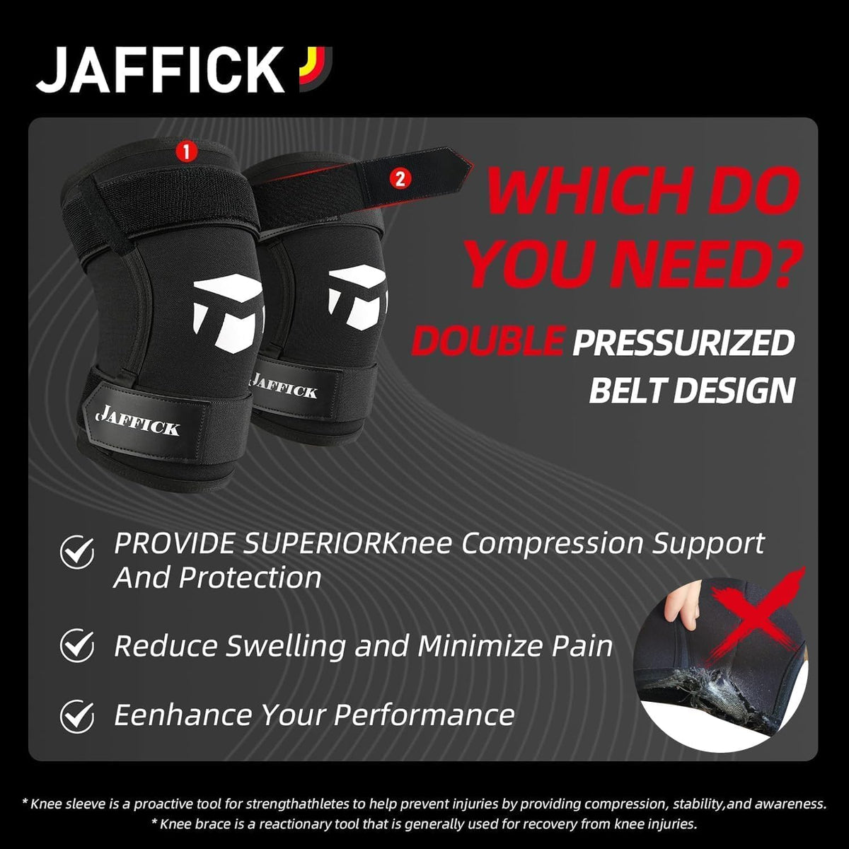 Knee Sleeves (1 Pair),Double Layer Compression Knee Braces for Suitable for Squats, Weightlifting, Powerlifting, Gym Exercises, Unique Pressure Belt Design，7MM Neoprene Sleeves