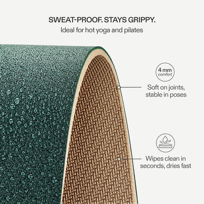 Premium Yoga Mat – Sweat-Activated Non-Slip PU Grip I Natural Rubber Base I 4mm for Yoga, Pilates & Workouts