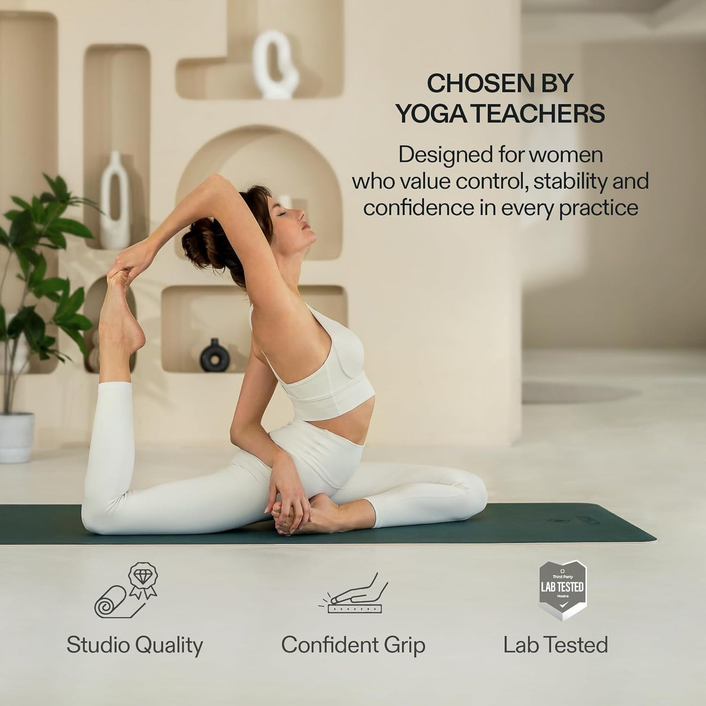 Premium Yoga Mat – Sweat-Activated Non-Slip PU Grip I Natural Rubber Base I 4mm for Yoga, Pilates & Workouts