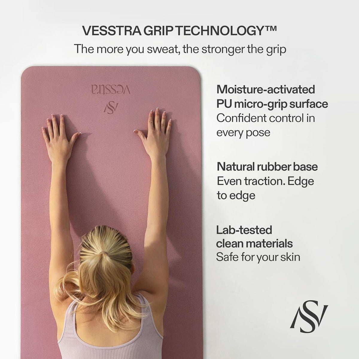 Premium Yoga Mat – Sweat-Activated Non-Slip PU Grip I Natural Rubber Base I 4mm for Yoga, Pilates & Workouts