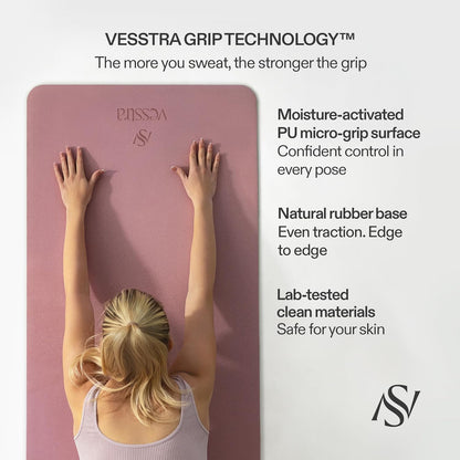Premium Yoga Mat – Sweat-Activated Non-Slip PU Grip I Natural Rubber Base I 4mm for Yoga, Pilates & Workouts