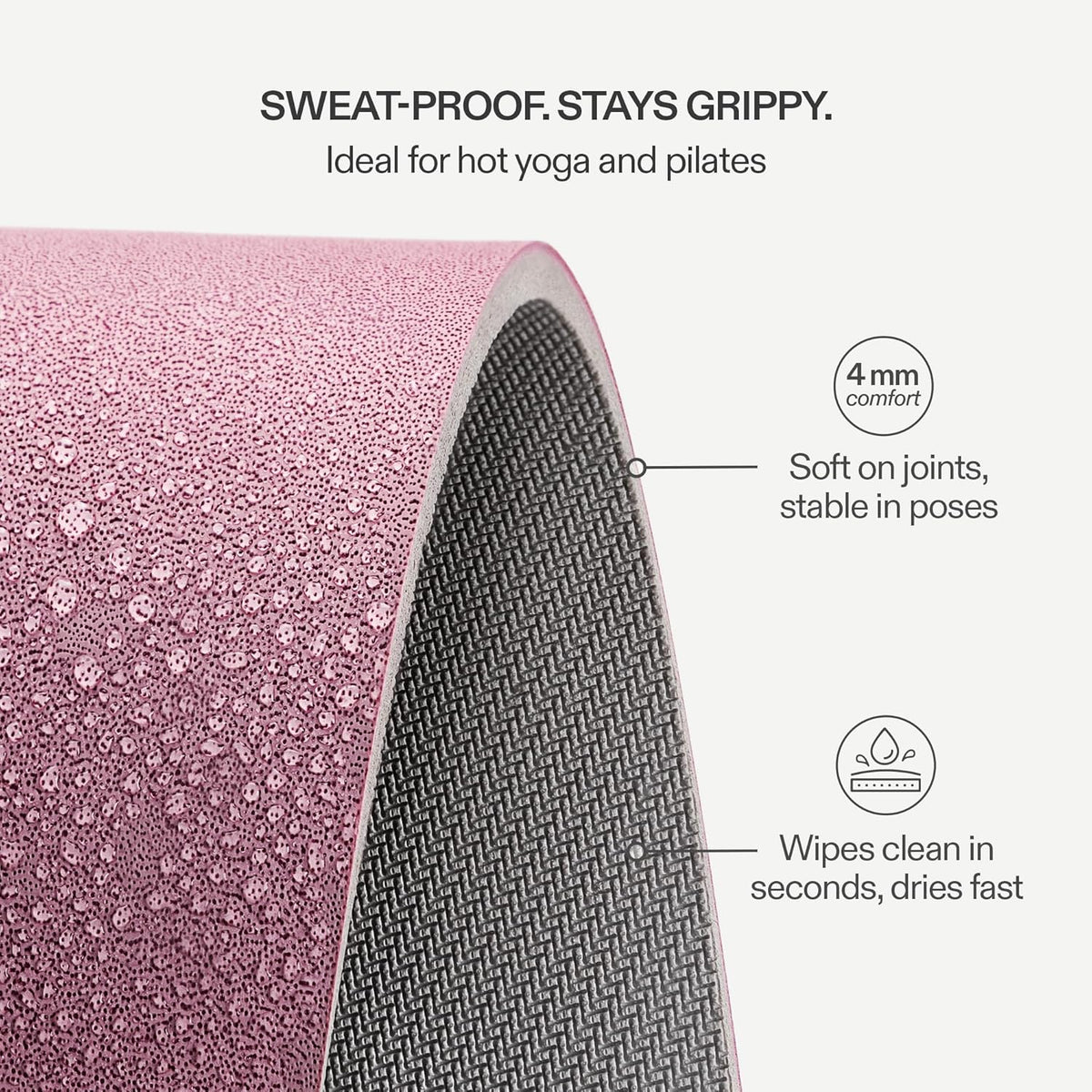 Premium Yoga Mat – Sweat-Activated Non-Slip PU Grip I Natural Rubber Base I 4mm for Yoga, Pilates & Workouts