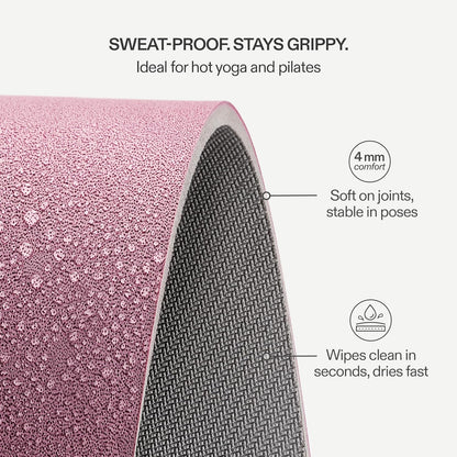 Premium Yoga Mat – Sweat-Activated Non-Slip PU Grip I Natural Rubber Base I 4mm for Yoga, Pilates & Workouts
