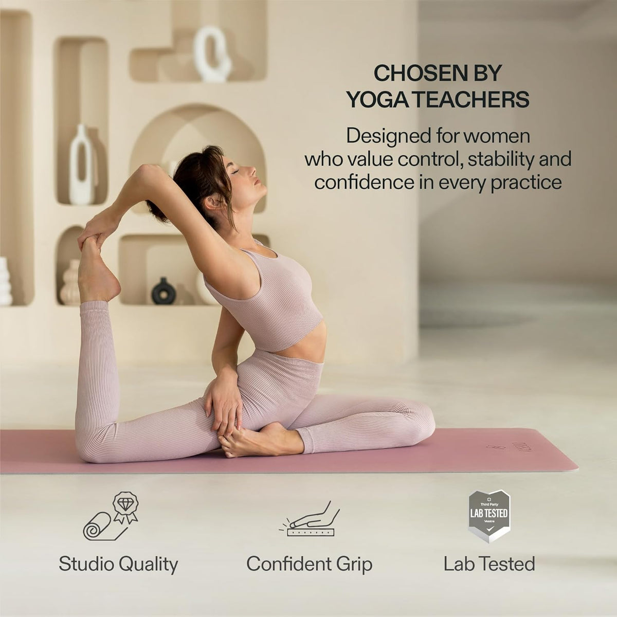Premium Yoga Mat – Sweat-Activated Non-Slip PU Grip I Natural Rubber Base I 4mm for Yoga, Pilates & Workouts