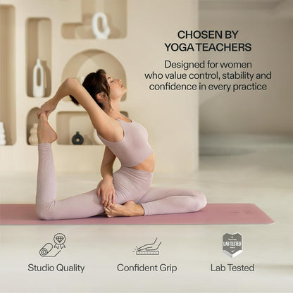 Premium Yoga Mat – Sweat-Activated Non-Slip PU Grip I Natural Rubber Base I 4mm for Yoga, Pilates & Workouts