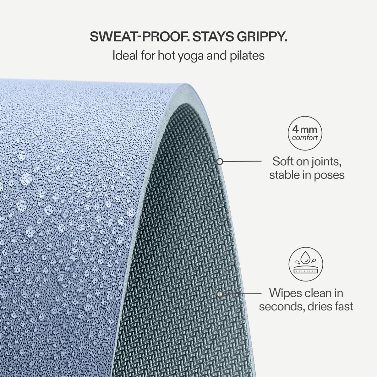 Premium Yoga Mat – Sweat-Activated Non-Slip PU Grip I Natural Rubber Base I 4mm for Yoga, Pilates & Workouts