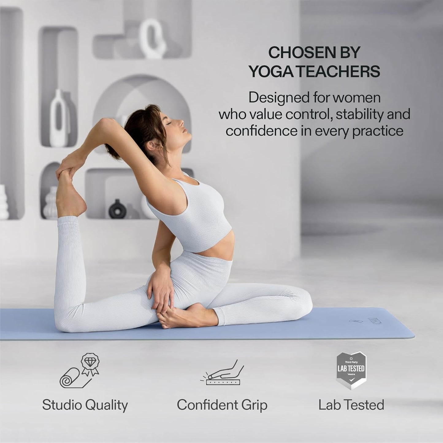 Premium Yoga Mat – Sweat-Activated Non-Slip PU Grip I Natural Rubber Base I 4mm for Yoga, Pilates & Workouts