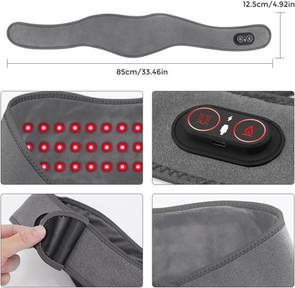 Cordless Neck Heating Pad for Pain, Neck Massager with 660nm 850nm Red Light, Heated Neck Wrap with 3000mAh Rechargeable, 3 Levels Heat & Massage, Black