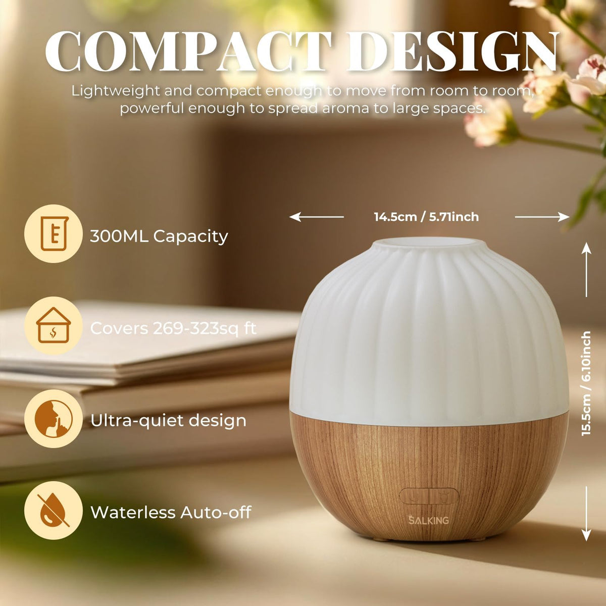 Essential Oil Diffuser for Home, 100ml Small Aromatherapy Diffuser