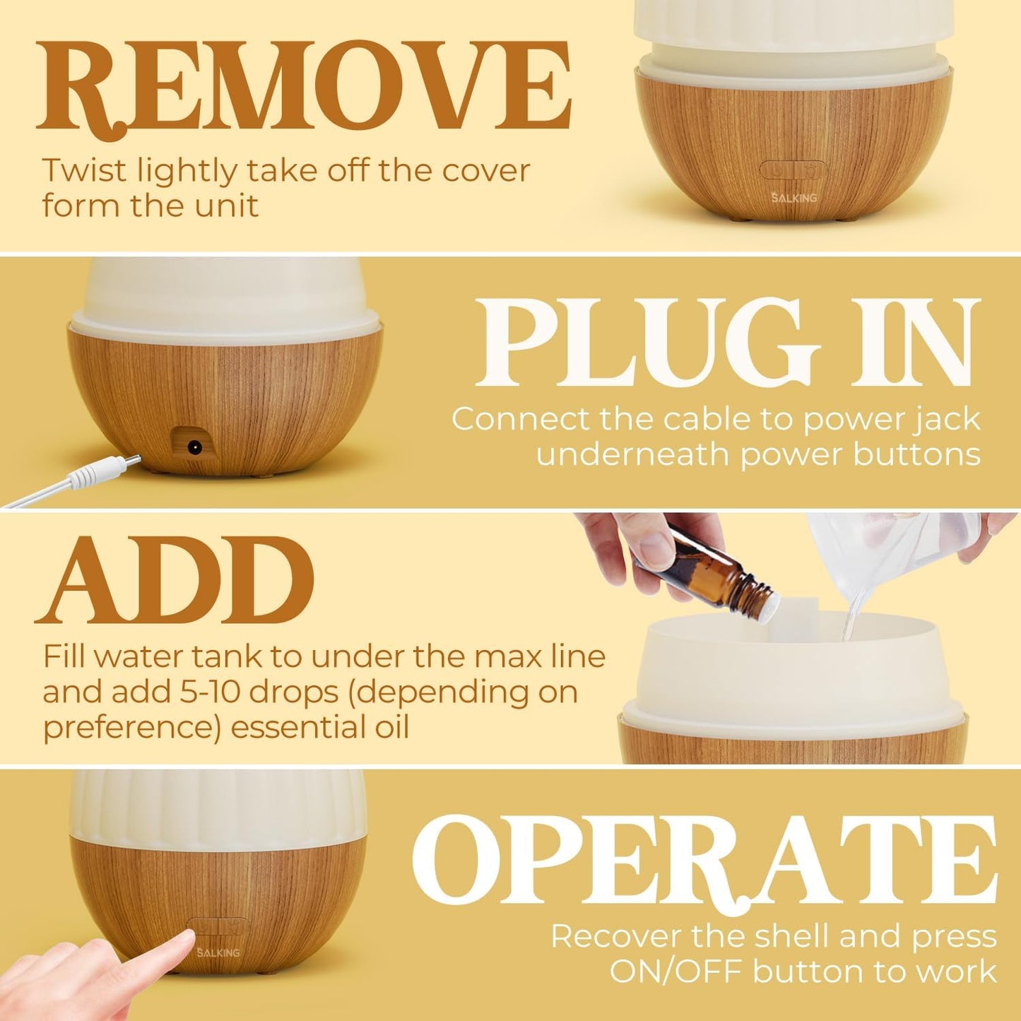 Essential Oil Diffuser for Home, 100ml Small Aromatherapy Diffuser