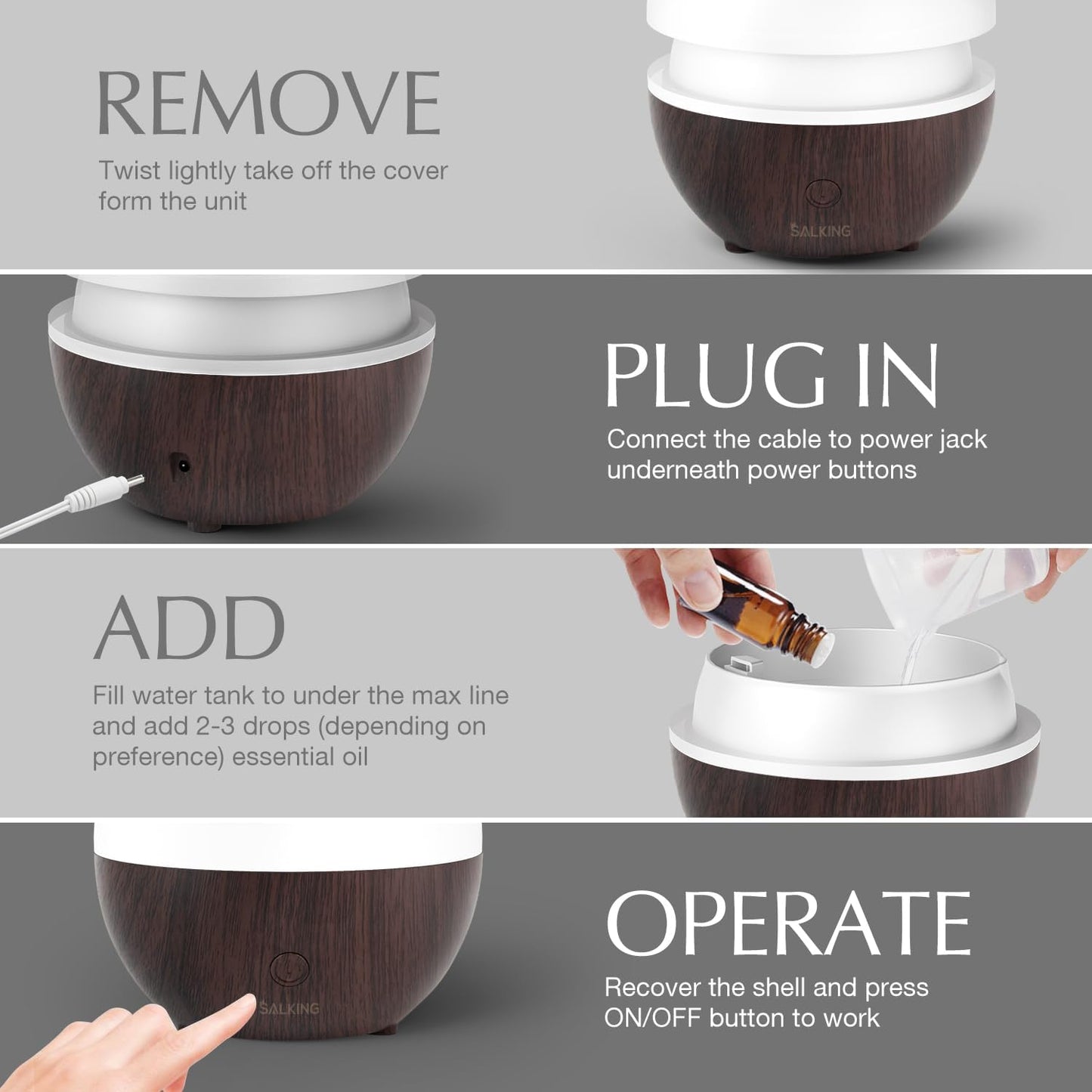Essential Oil Diffuser for Home, 100ml Small Aromatherapy Diffuser
