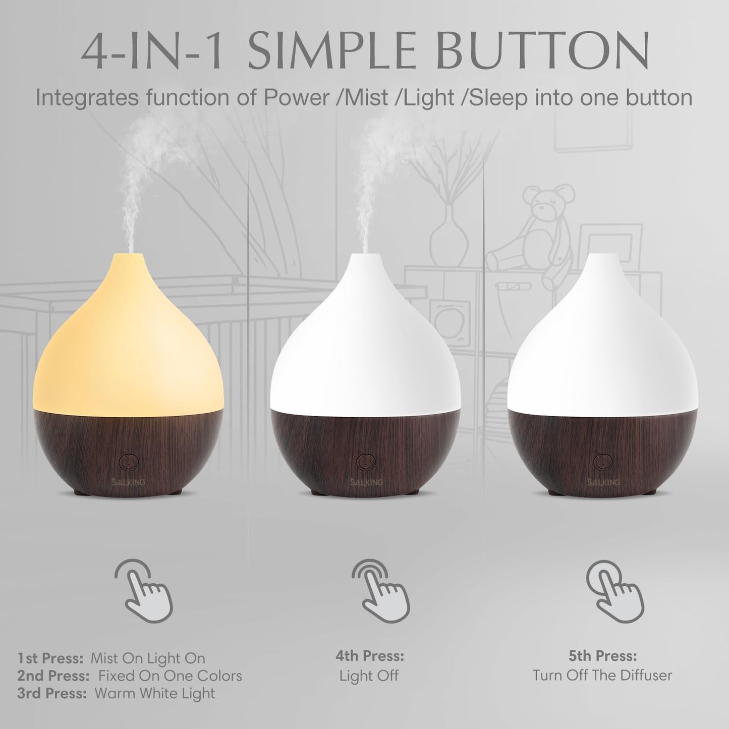 Essential Oil Diffuser for Home, 100ml Small Aromatherapy Diffuser