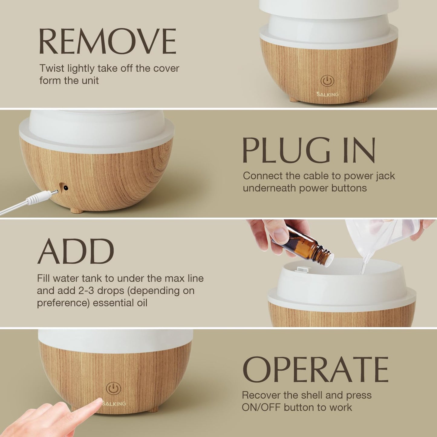 Essential Oil Diffuser for Home, 100ml Small Aromatherapy Diffuser