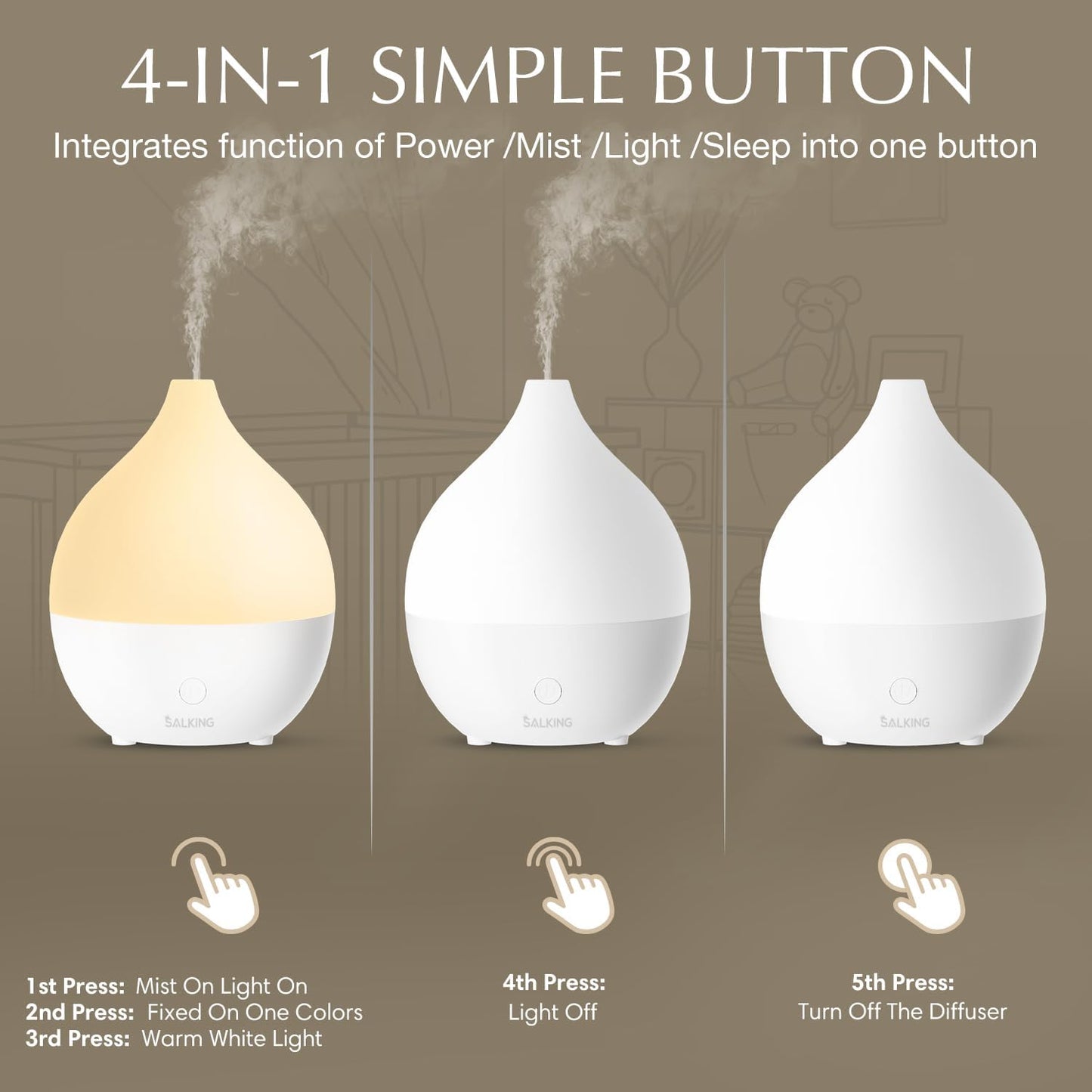 Essential Oil Diffuser for Home, 100ml Small Aromatherapy Diffuser