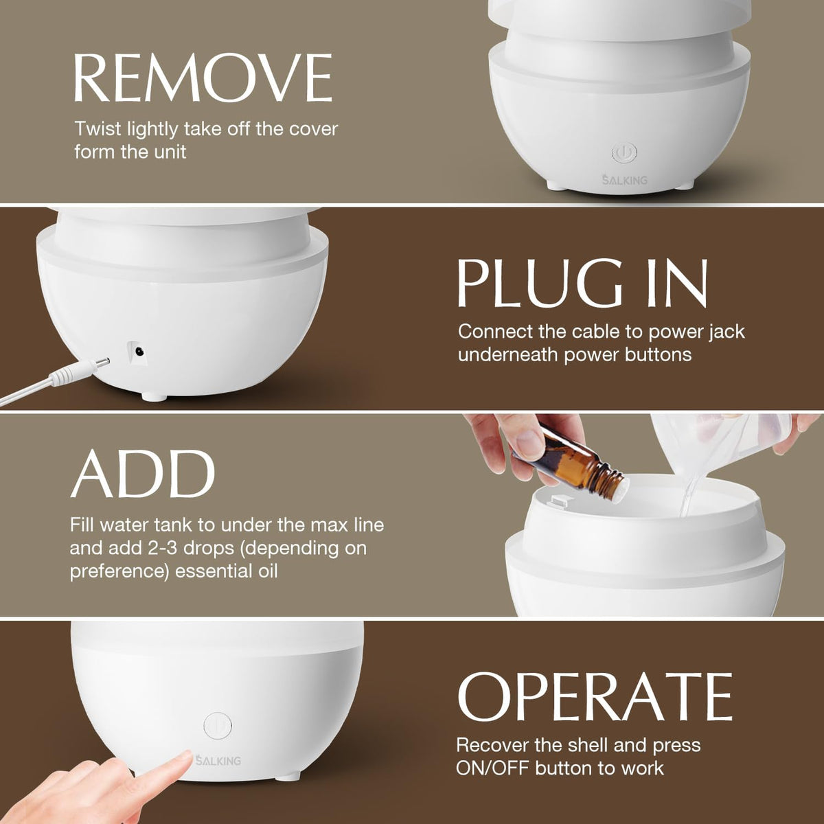 Essential Oil Diffuser for Home, 100ml Small Aromatherapy Diffuser