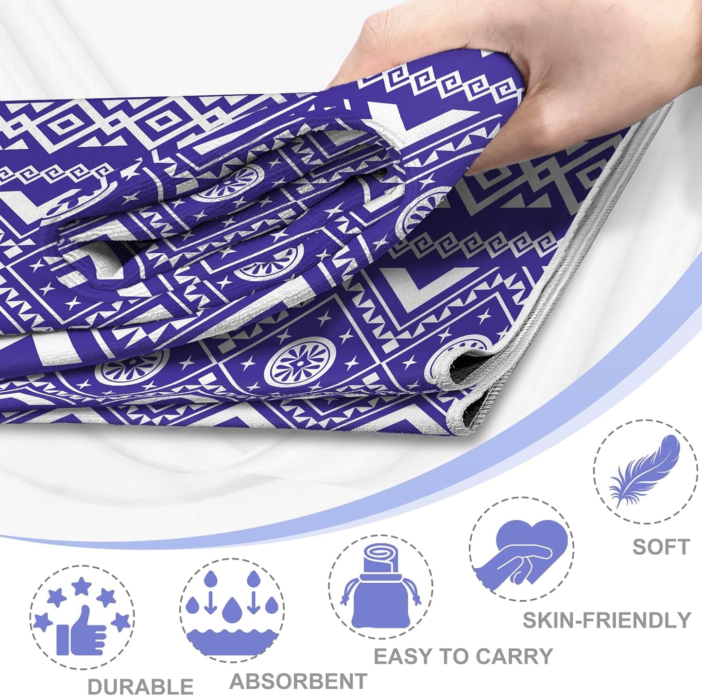 Yoga Towel,Absorbent Yoga Mat Towel for Hot Yoga Non Slip,Stylish Prints,Ideal for Workouts,Hot Yoga,Bikram,Pilates Equipment,72 x 27 in,Gradient Mandala