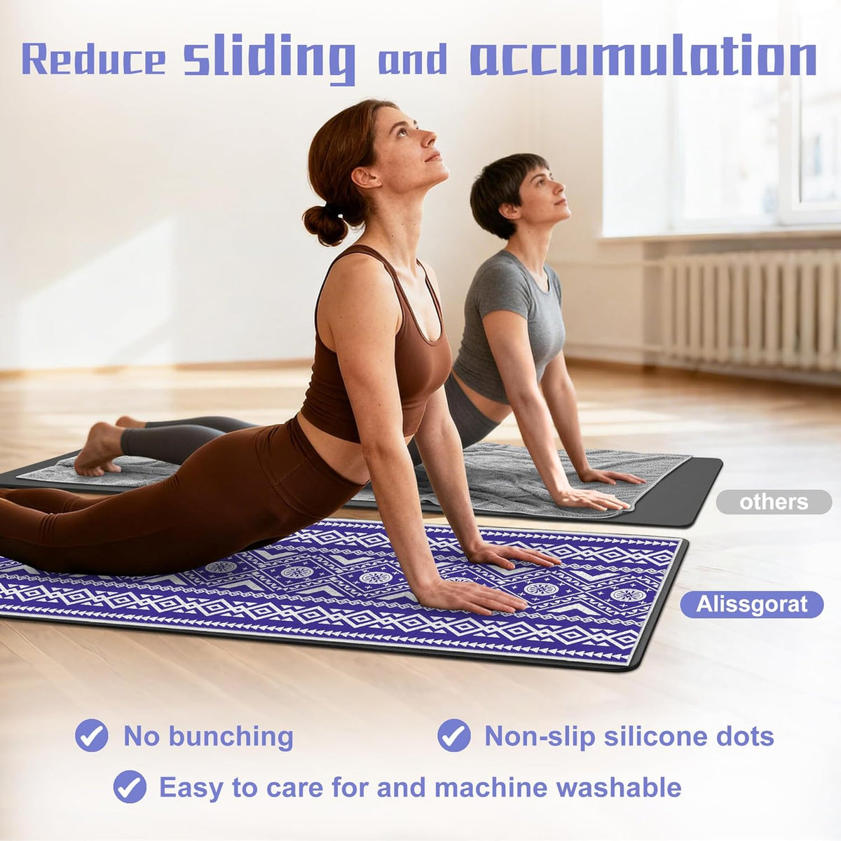Yoga Towel,Absorbent Yoga Mat Towel for Hot Yoga Non Slip,Stylish Prints,Ideal for Workouts,Hot Yoga,Bikram,Pilates Equipment,72 x 27 in,Gradient Mandala
