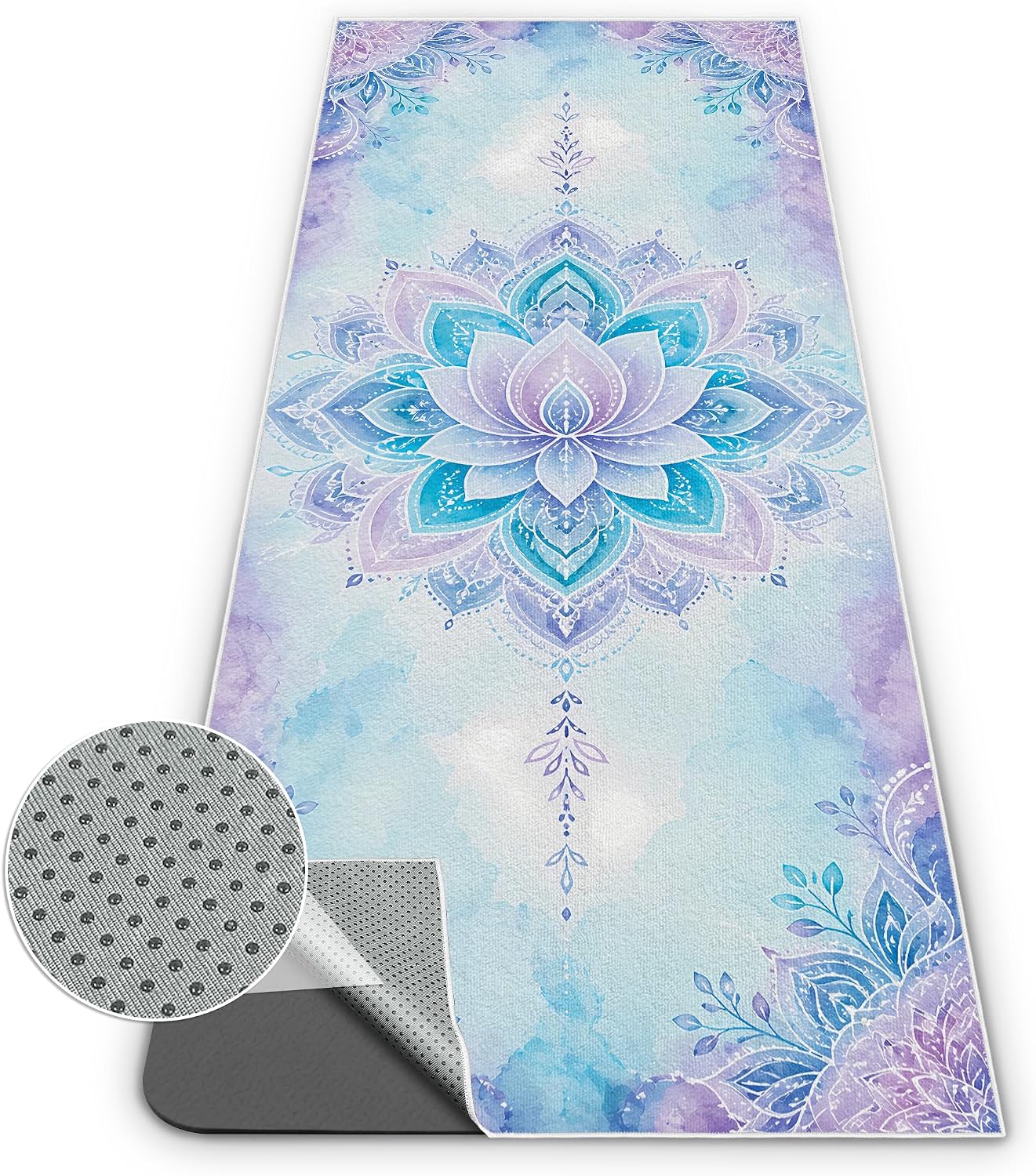 Yoga Towel,Absorbent Yoga Mat Towel for Hot Yoga Non Slip,Stylish Prints,Ideal for Workouts,Hot Yoga,Bikram,Pilates Equipment,72 x 27 in,Gradient Mandala