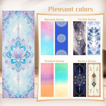Yoga Towel,Absorbent Yoga Mat Towel for Hot Yoga Non Slip,Stylish Prints,Ideal for Workouts,Hot Yoga,Bikram,Pilates Equipment,72 x 27 in,Gradient Mandala