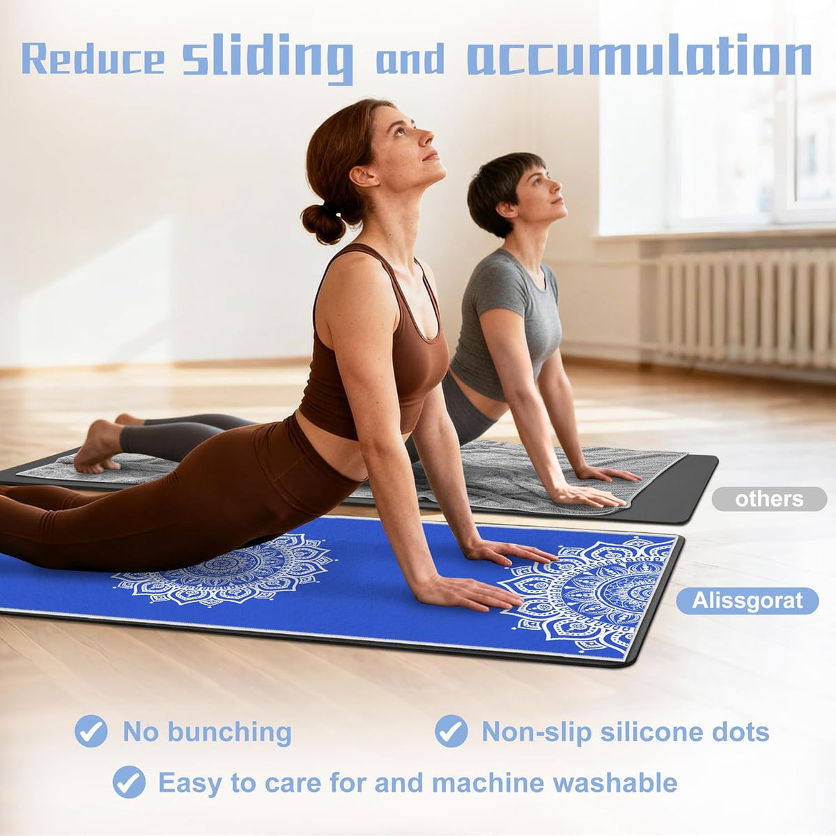 Yoga Towel,Absorbent Yoga Mat Towel for Hot Yoga Non Slip,Stylish Prints,Ideal for Workouts,Hot Yoga,Bikram,Pilates Equipment,72 x 27 in,Gradient Mandala