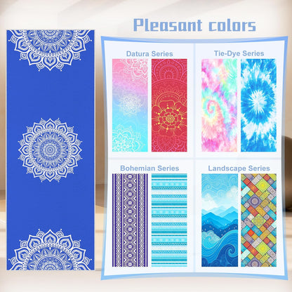 Yoga Towel,Absorbent Yoga Mat Towel for Hot Yoga Non Slip,Stylish Prints,Ideal for Workouts,Hot Yoga,Bikram,Pilates Equipment,72 x 27 in,Gradient Mandala
