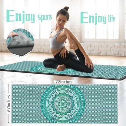 Yoga Towel,Absorbent Yoga Mat Towel for Hot Yoga Non Slip,Stylish Prints,Ideal for Workouts,Hot Yoga,Bikram,Pilates Equipment,72 x 27 in,Gradient Mandala
