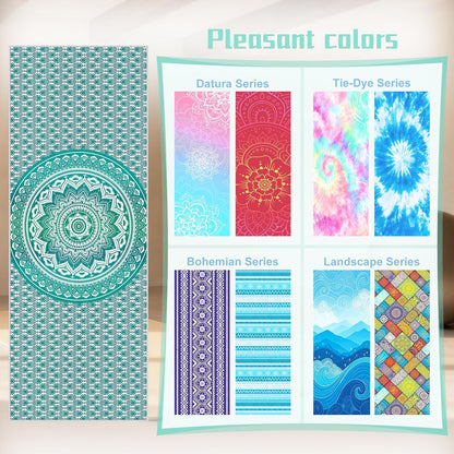 Yoga Towel,Absorbent Yoga Mat Towel for Hot Yoga Non Slip,Stylish Prints,Ideal for Workouts,Hot Yoga,Bikram,Pilates Equipment,72 x 27 in,Gradient Mandala