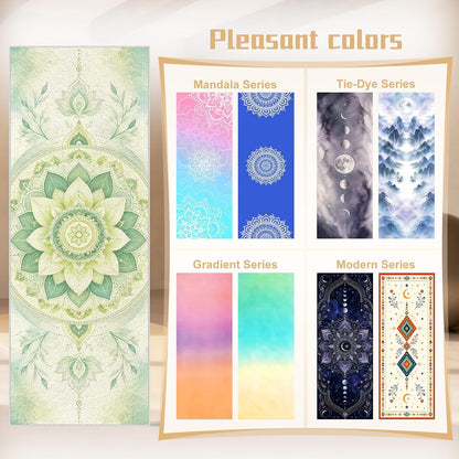 Yoga Towel,Absorbent Yoga Mat Towel for Hot Yoga Non Slip,Stylish Prints,Ideal for Workouts,Hot Yoga,Bikram,Pilates Equipment,72 x 27 in,Gradient Mandala