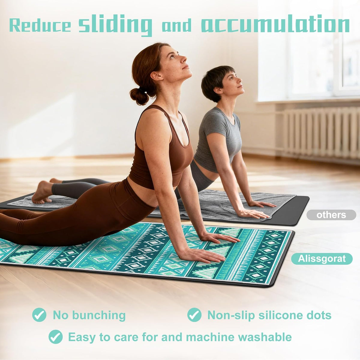 Yoga Towel,Absorbent Yoga Mat Towel for Hot Yoga Non Slip,Stylish Prints,Ideal for Workouts,Hot Yoga,Bikram,Pilates Equipment,72 x 27 in,Gradient Mandala