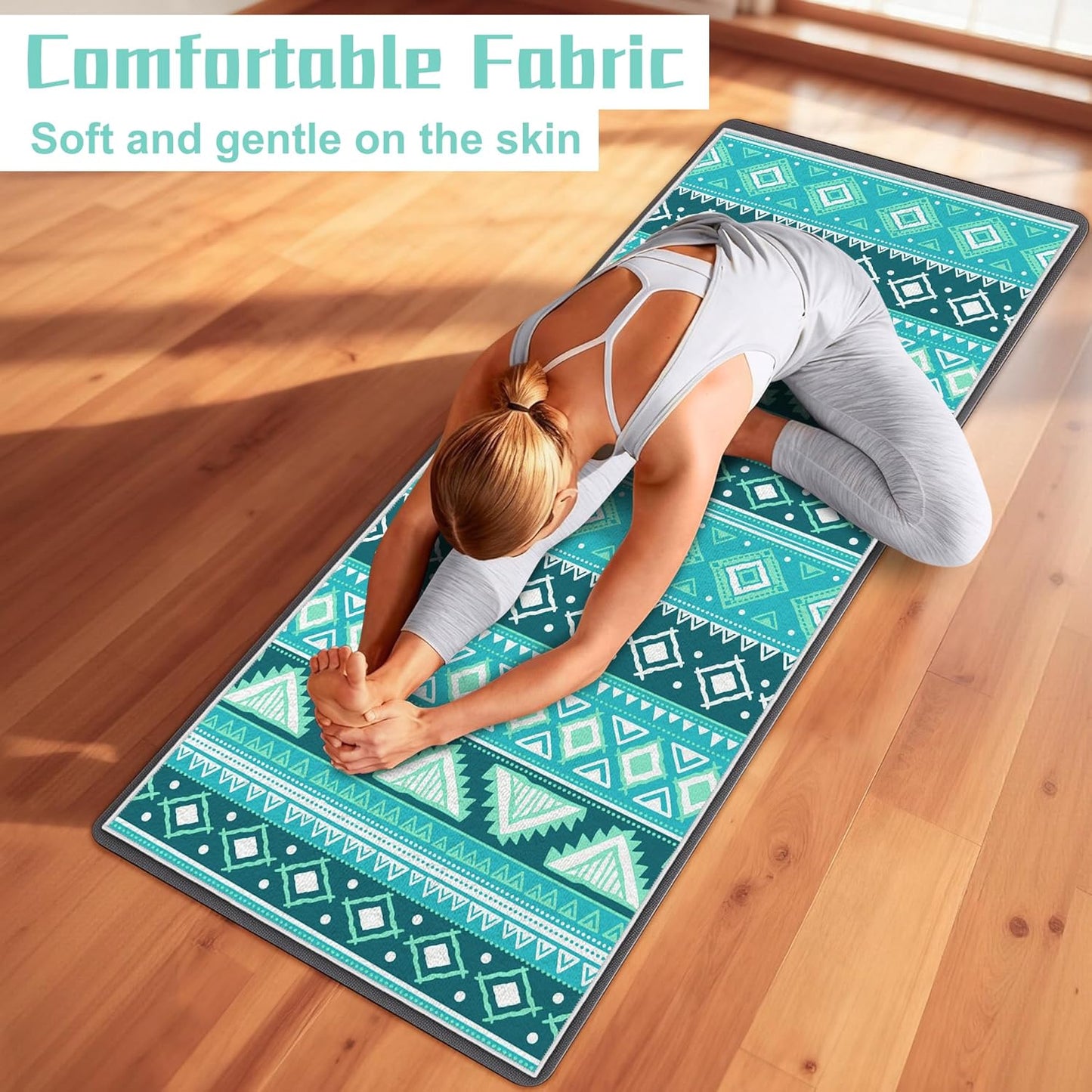 Yoga Towel,Absorbent Yoga Mat Towel for Hot Yoga Non Slip,Stylish Prints,Ideal for Workouts,Hot Yoga,Bikram,Pilates Equipment,72 x 27 in,Gradient Mandala