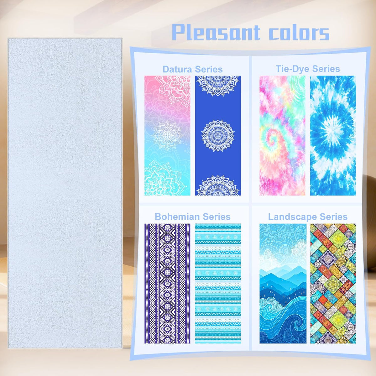 Yoga Towel,Absorbent Yoga Mat Towel for Hot Yoga Non Slip,Stylish Prints,Ideal for Workouts,Hot Yoga,Bikram,Pilates Equipment,72 x 27 in,Gradient Mandala