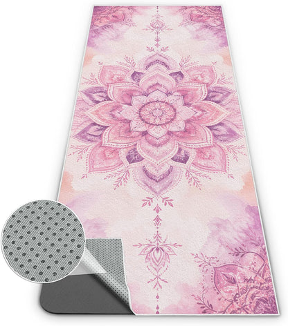 Yoga Towel,Absorbent Yoga Mat Towel for Hot Yoga Non Slip,Stylish Prints,Ideal for Workouts,Hot Yoga,Bikram,Pilates Equipment,72 x 27 in,Gradient Mandala