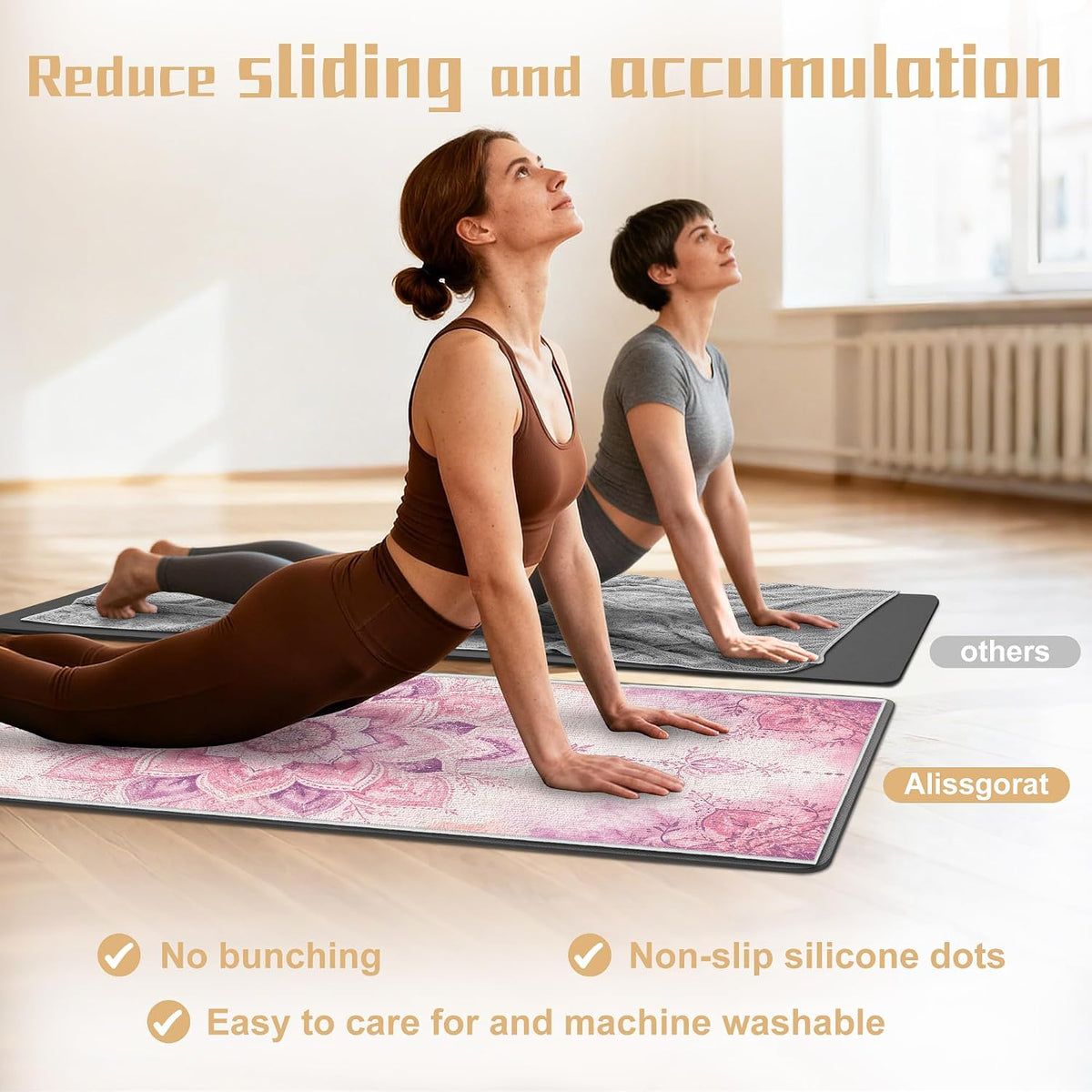 Yoga Towel,Absorbent Yoga Mat Towel for Hot Yoga Non Slip,Stylish Prints,Ideal for Workouts,Hot Yoga,Bikram,Pilates Equipment,72 x 27 in,Gradient Mandala