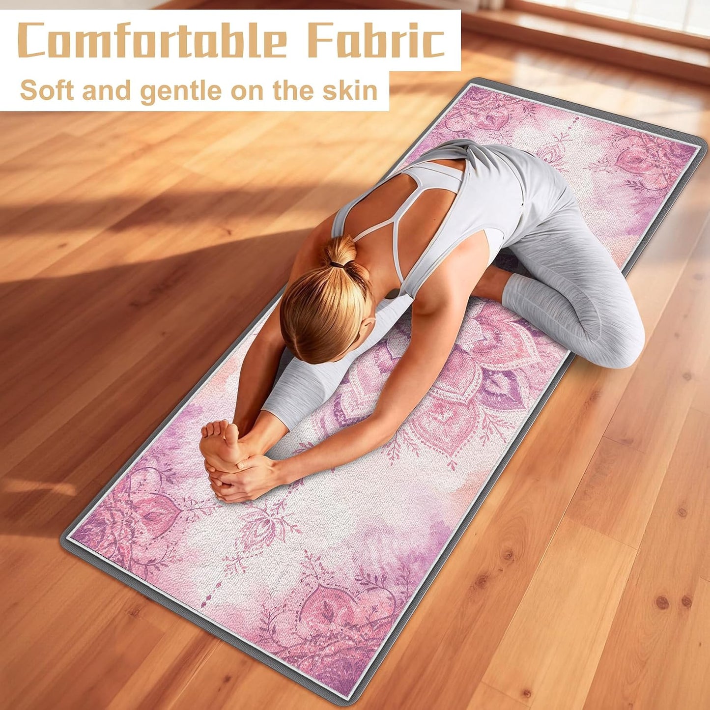 Yoga Towel,Absorbent Yoga Mat Towel for Hot Yoga Non Slip,Stylish Prints,Ideal for Workouts,Hot Yoga,Bikram,Pilates Equipment,72 x 27 in,Gradient Mandala