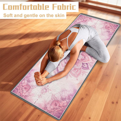 Yoga Towel,Absorbent Yoga Mat Towel for Hot Yoga Non Slip,Stylish Prints,Ideal for Workouts,Hot Yoga,Bikram,Pilates Equipment,72 x 27 in,Gradient Mandala