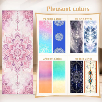 Yoga Towel,Absorbent Yoga Mat Towel for Hot Yoga Non Slip,Stylish Prints,Ideal for Workouts,Hot Yoga,Bikram,Pilates Equipment,72 x 27 in,Gradient Mandala