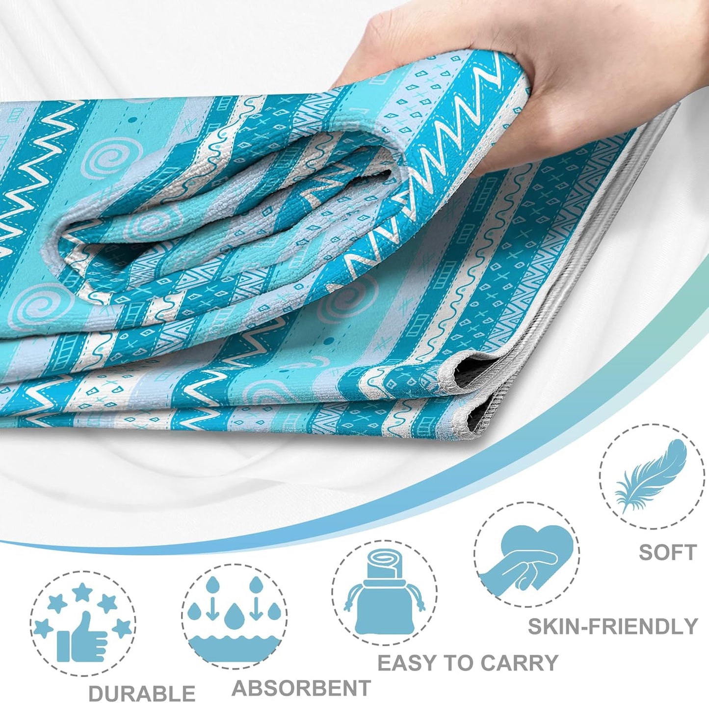 Yoga Towel,Absorbent Yoga Mat Towel for Hot Yoga Non Slip,Stylish Prints,Ideal for Workouts,Hot Yoga,Bikram,Pilates Equipment,72 x 27 in,Gradient Mandala
