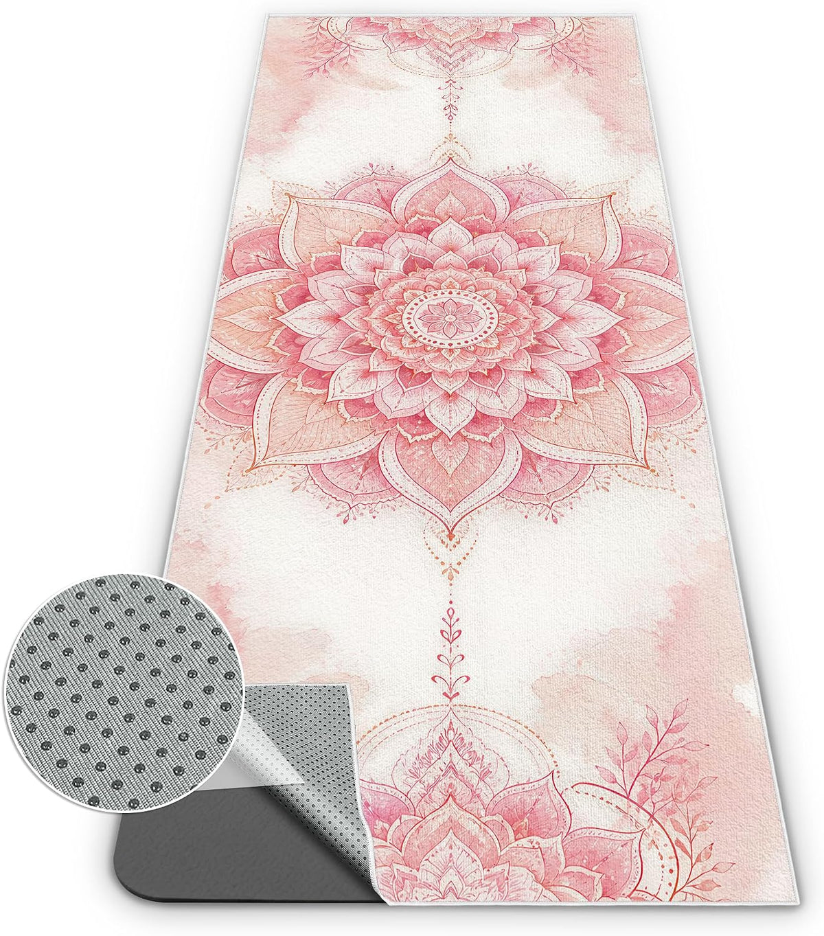 Yoga Towel,Absorbent Yoga Mat Towel for Hot Yoga Non Slip,Stylish Prints,Ideal for Workouts,Hot Yoga,Bikram,Pilates Equipment,72 x 27 in,Gradient Mandala