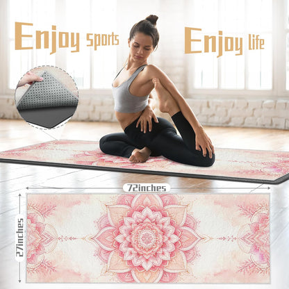 Yoga Towel,Absorbent Yoga Mat Towel for Hot Yoga Non Slip,Stylish Prints,Ideal for Workouts,Hot Yoga,Bikram,Pilates Equipment,72 x 27 in,Gradient Mandala