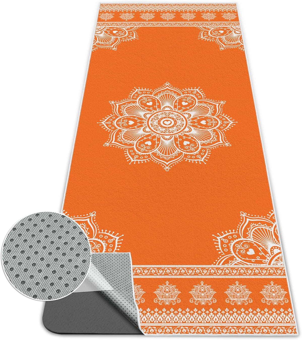 Yoga Towel,Absorbent Yoga Mat Towel for Hot Yoga Non Slip,Stylish Prints,Ideal for Workouts,Hot Yoga,Bikram,Pilates Equipment,72 x 27 in,Gradient Mandala