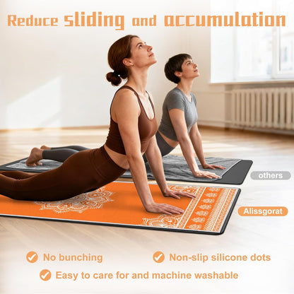Yoga Towel,Absorbent Yoga Mat Towel for Hot Yoga Non Slip,Stylish Prints,Ideal for Workouts,Hot Yoga,Bikram,Pilates Equipment,72 x 27 in,Gradient Mandala