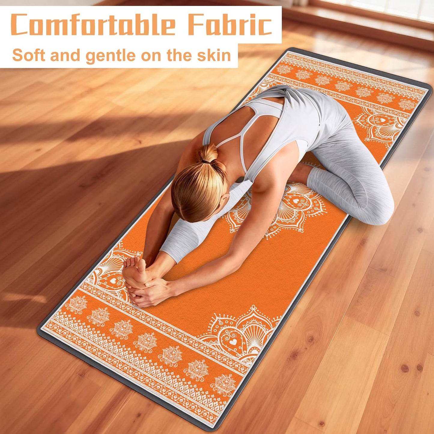 Yoga Towel,Absorbent Yoga Mat Towel for Hot Yoga Non Slip,Stylish Prints,Ideal for Workouts,Hot Yoga,Bikram,Pilates Equipment,72 x 27 in,Gradient Mandala
