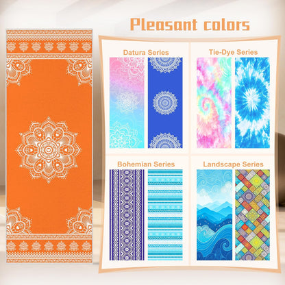 Yoga Towel,Absorbent Yoga Mat Towel for Hot Yoga Non Slip,Stylish Prints,Ideal for Workouts,Hot Yoga,Bikram,Pilates Equipment,72 x 27 in,Gradient Mandala