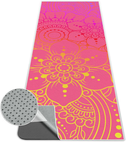 Yoga Towel,Absorbent Yoga Mat Towel for Hot Yoga Non Slip,Stylish Prints,Ideal for Workouts,Hot Yoga,Bikram,Pilates Equipment,72 x 27 in,Gradient Mandala