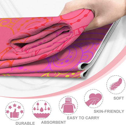 Yoga Towel,Absorbent Yoga Mat Towel for Hot Yoga Non Slip,Stylish Prints,Ideal for Workouts,Hot Yoga,Bikram,Pilates Equipment,72 x 27 in,Gradient Mandala