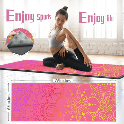Yoga Towel,Absorbent Yoga Mat Towel for Hot Yoga Non Slip,Stylish Prints,Ideal for Workouts,Hot Yoga,Bikram,Pilates Equipment,72 x 27 in,Gradient Mandala